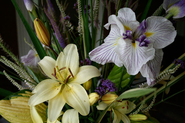 Flowers for Special Events: Japanese iris and lilies